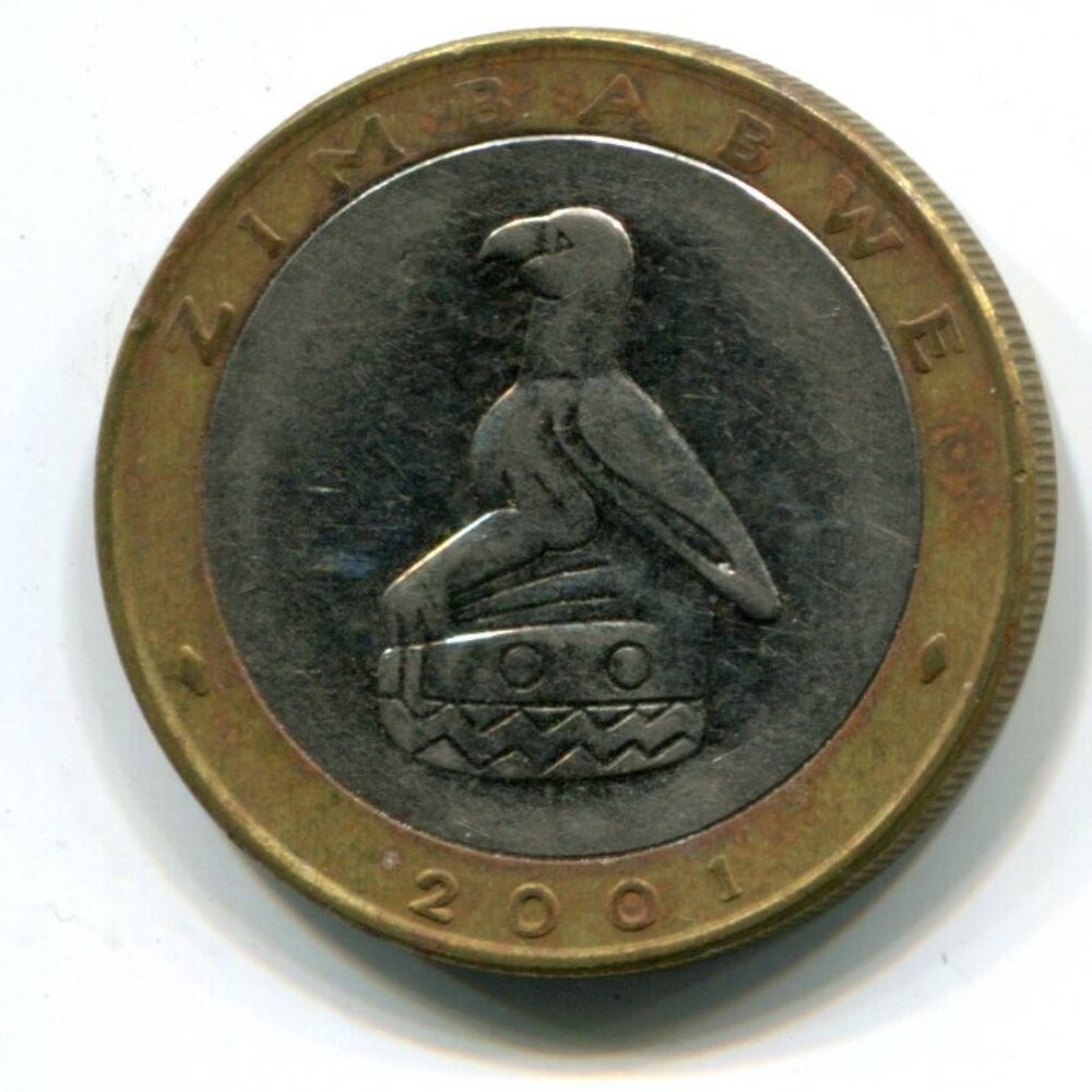 2001 Zimbabwe Bimetallic Rhino $5 Coin (b489-7)